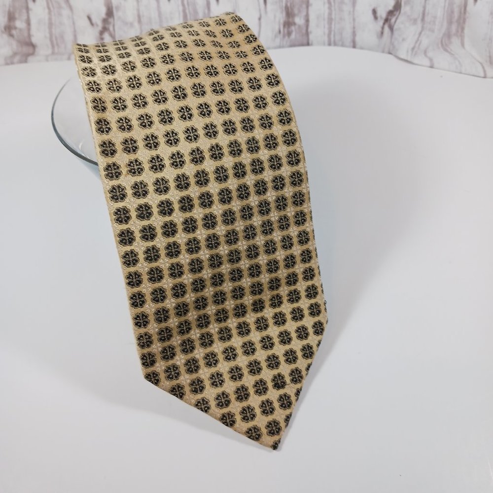 Burma Bibas Men's Silk Tie Gold Black Medallions